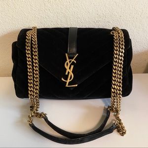 Authentic YSL Medium Velvet Black College Bag